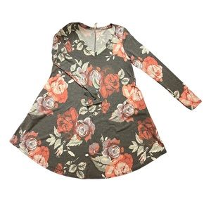 Tunic‎ top - MTS gray floral tunic dress